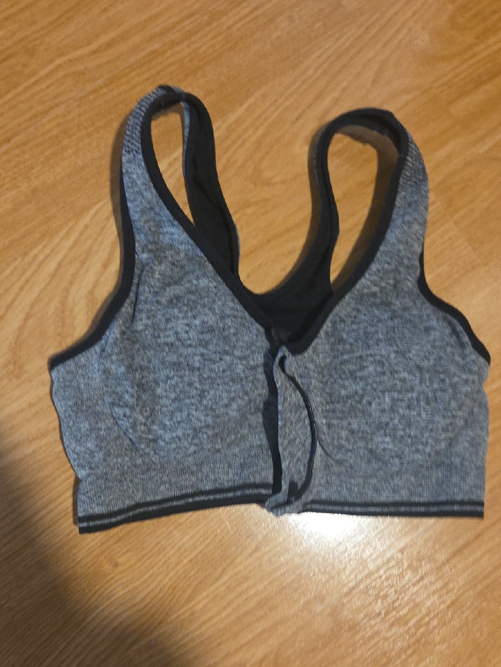 Gray Front-Zip Sports Bra with Black Trim - Women